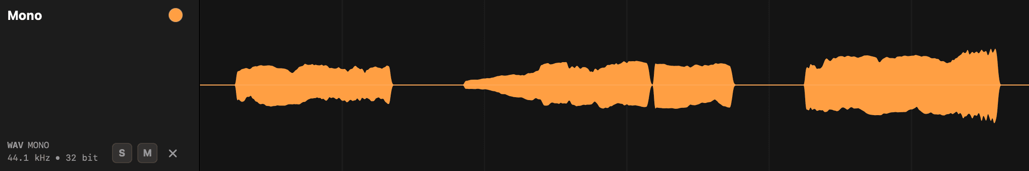 A true-mono file in Stem Checker showing a single channel waveform